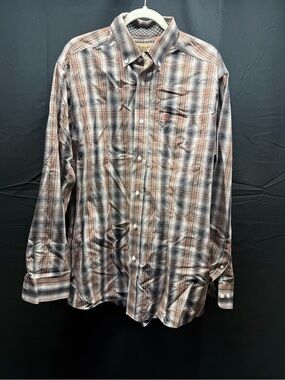 Like new Ariat Men's Plaid Button-Down Shirt Sz L (16ad)
